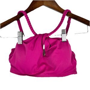 Shade & Shore Pink Bikini Top 32B Braided Strap Padded Swim Top